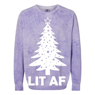 Lit AF Christmas Tree Colorblast Crewneck Sweatshirt