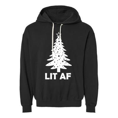 Lit AF Christmas Tree Garment-Dyed Fleece Hoodie