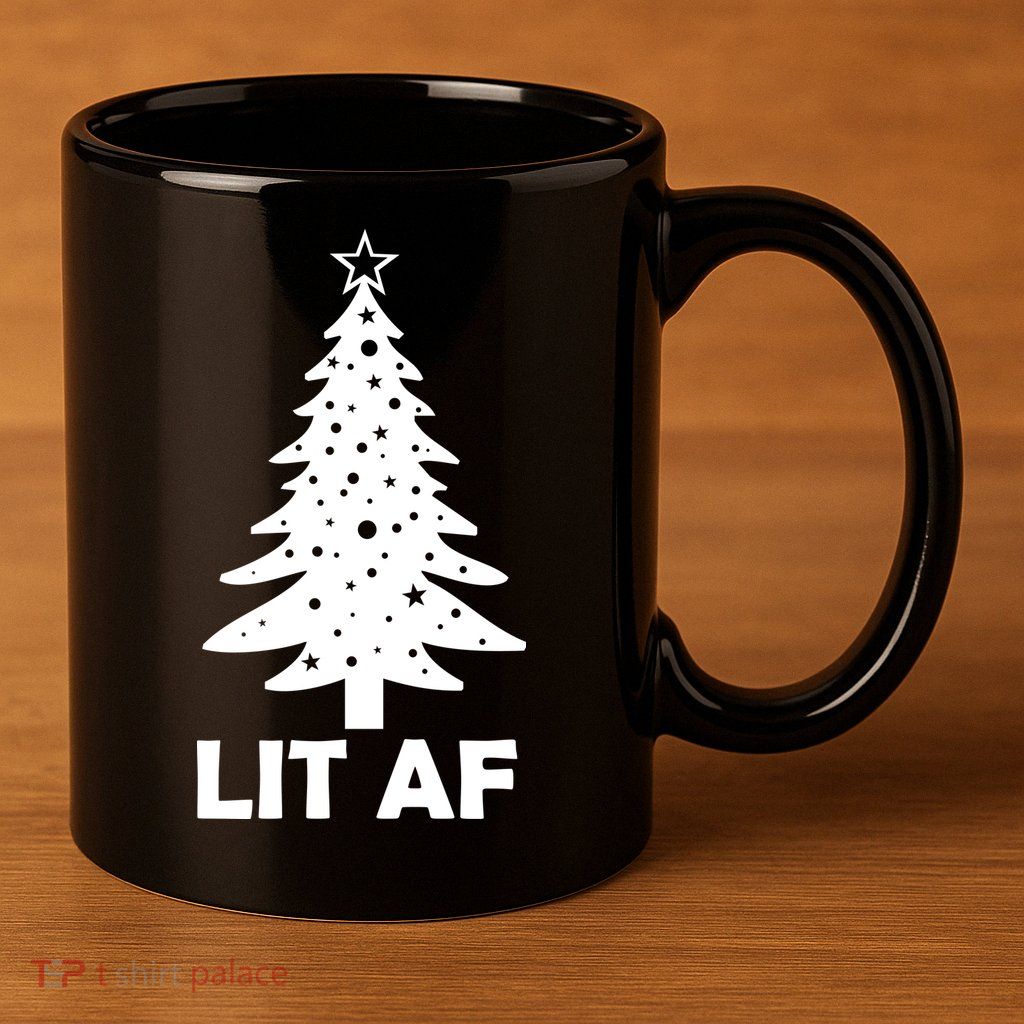 Lit AF Christmas Tree 11oz C Handle Ceramic Mug