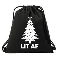 Lit AF Christmas Tree Drawstring Bag