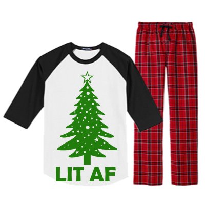 Lit AF Christmas Tree Raglan Sleeve Pajama Set