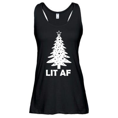 Lit AF Christmas Tree Ladies Essential Flowy Tank