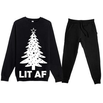 Lit AF Christmas Tree Premium Crewneck Sweatsuit Set