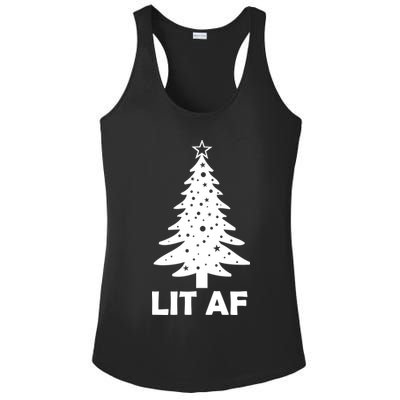 Lit AF Christmas Tree Ladies PosiCharge Competitor Racerback Tank