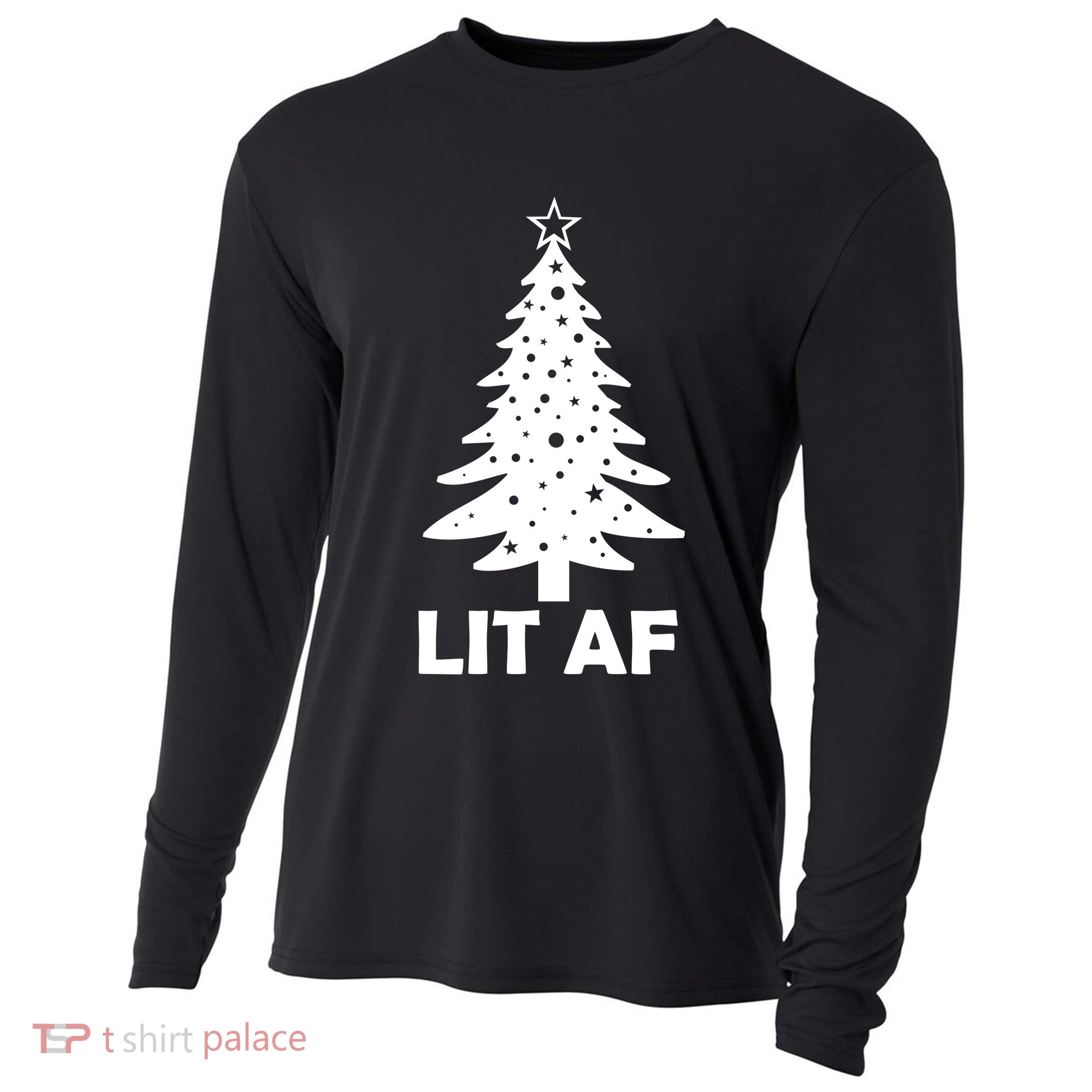 Lit AF Christmas Tree Cooling Performance Long Sleeve Crew