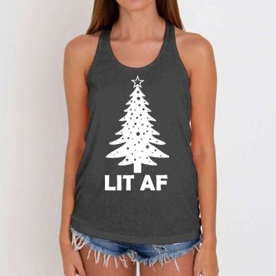 Lit AF Christmas Tree Women's Knotted Racerback Tank