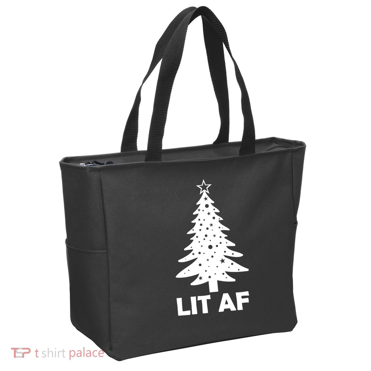 Lit AF Christmas Tree Zip Tote Bag