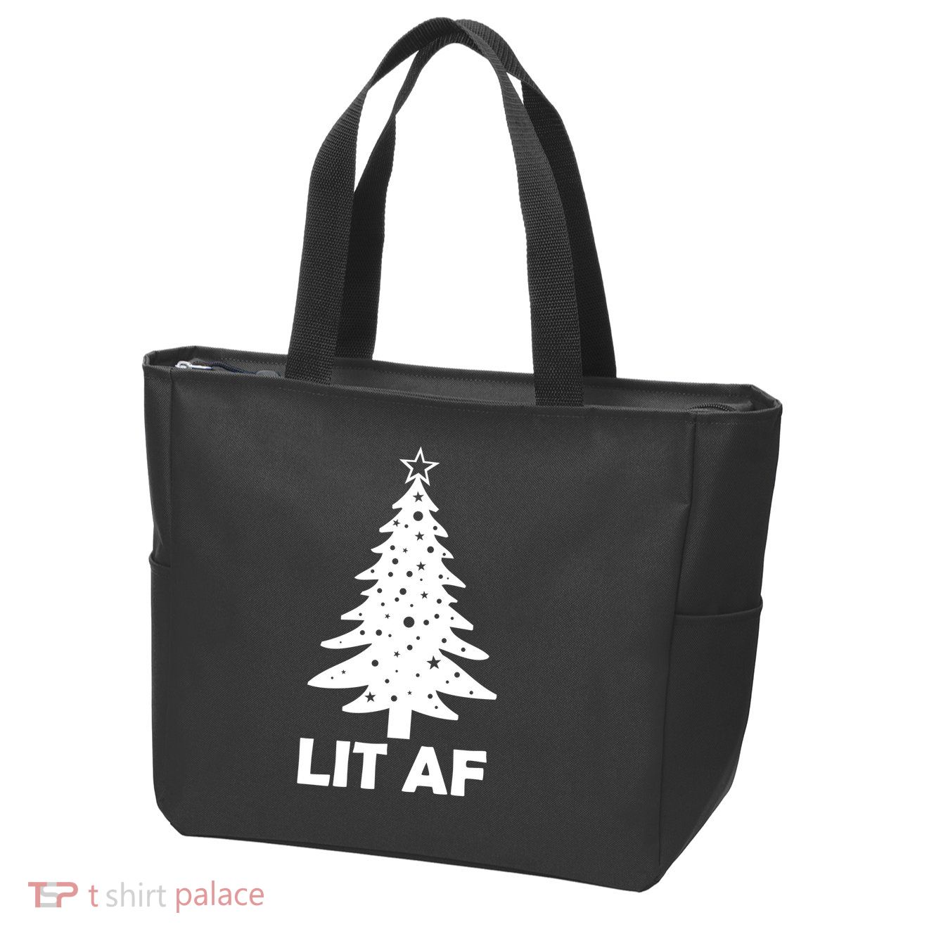 Lit AF Christmas Tree Zip Tote Bag