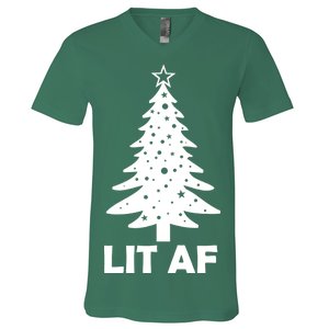 Lit AF Christmas Tree V-Neck T-Shirt