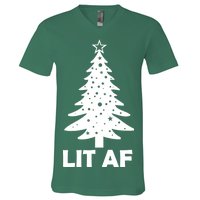 Lit AF Christmas Tree V-Neck T-Shirt