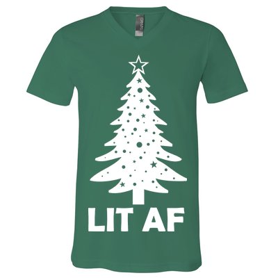 Lit AF Christmas Tree V-Neck T-Shirt