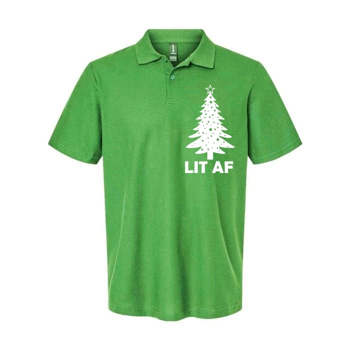 Lit AF Christmas Tree Softstyle Adult Sport Polo