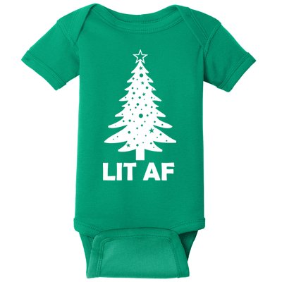 Lit AF Christmas Tree Baby Bodysuit