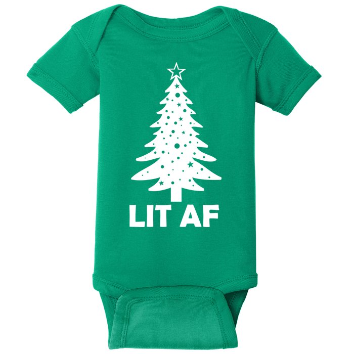 Lit AF Christmas Tree Baby Bodysuit