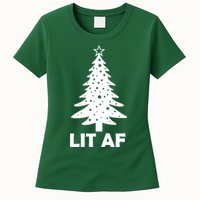 Lit AF Christmas Tree Womens T-Shirt