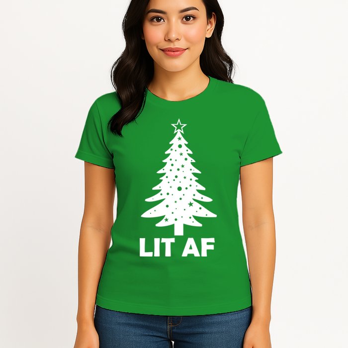 Lit AF Christmas Tree Womens T-Shirt