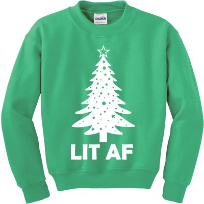 Lit AF Christmas Tree Kids Sweatshirt