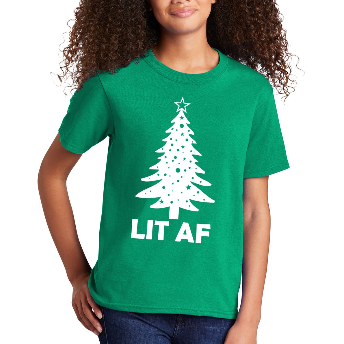 Lit AF Christmas Tree Kids T-Shirt