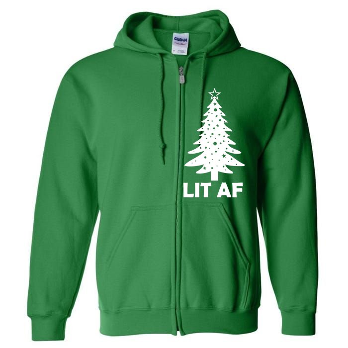 Lit AF Christmas Tree Full Zip Hoodie