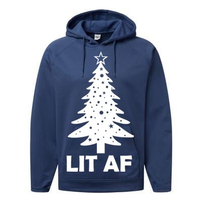 Lit AF Christmas Tree Performance Fleece Hoodie