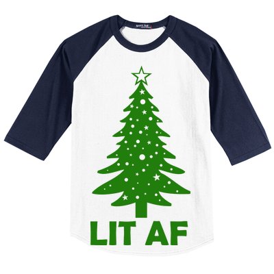 Lit AF Christmas Tree Baseball Sleeve Shirt