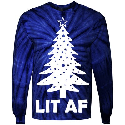 Lit AF Christmas Tree Tie-Dye Long Sleeve Shirt