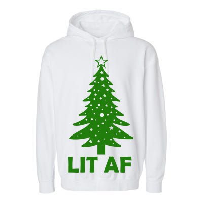 Lit AF Christmas Tree Garment-Dyed Fleece Hoodie