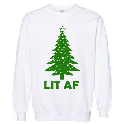 Lit AF Christmas Tree Garment-Dyed Sweatshirt