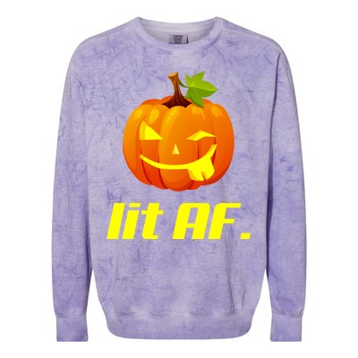 Lit AF Funny Halloween Jack O Lantern Pumpkin Colorblast Crewneck Sweatshirt