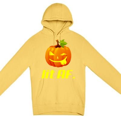 Lit AF Funny Halloween Jack O Lantern Pumpkin Premium Pullover Hoodie