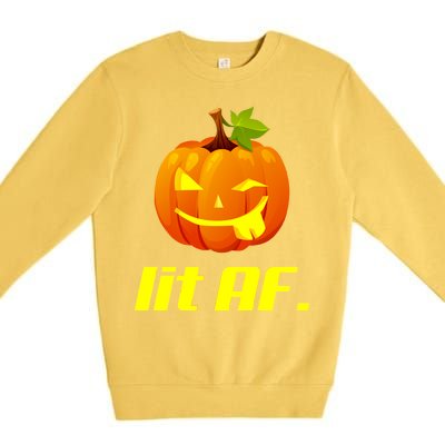 Lit AF Funny Halloween Jack O Lantern Pumpkin Premium Crewneck Sweatshirt