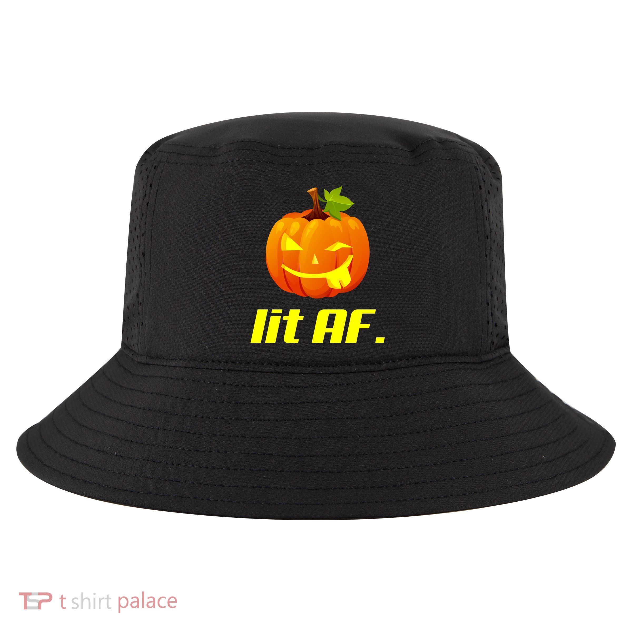 Lit AF Funny Halloween Jack O Lantern Pumpkin Cool Comfort Performance Bucket Hat