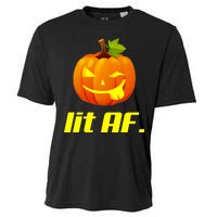 Lit AF Funny Halloween Jack O Lantern Pumpkin Cooling Performance Crew T-Shirt