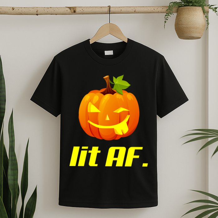Lit AF Funny Halloween Jack O Lantern Pumpkin T-Shirt
