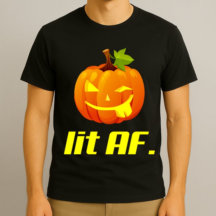 Lit AF Funny Halloween Jack O Lantern Pumpkin T-Shirt