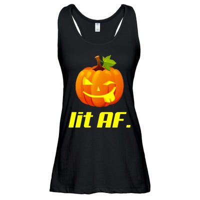 Lit AF Funny Halloween Jack O Lantern Pumpkin Ladies Essential Flowy Tank