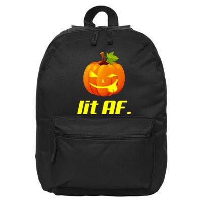 Lit AF Funny Halloween Jack O Lantern Pumpkin 16 in Basic Backpack