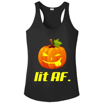 Lit AF Funny Halloween Jack O Lantern Pumpkin Ladies PosiCharge Competitor Racerback Tank