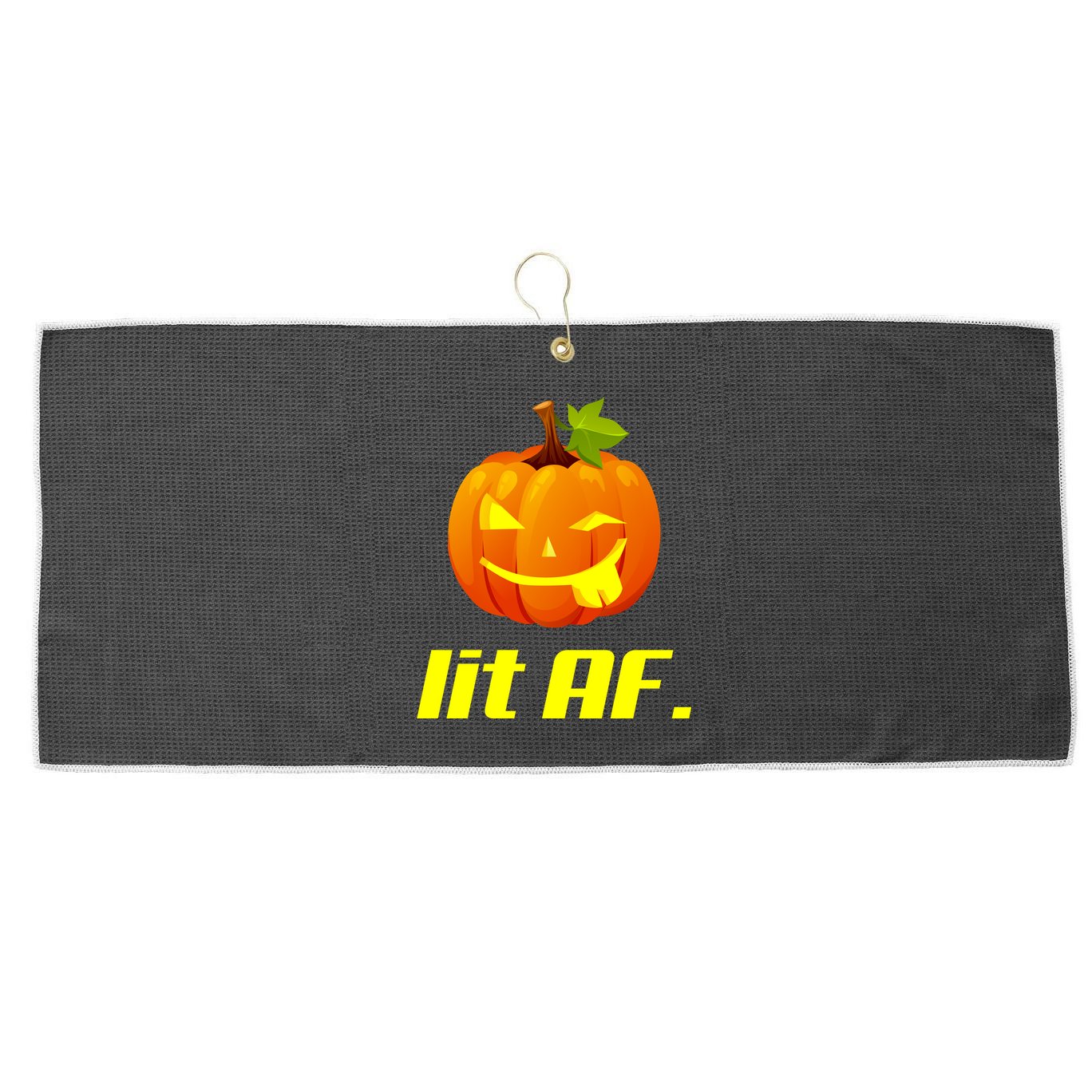 Lit AF Funny Halloween Jack O Lantern Pumpkin Large Microfiber Waffle Golf Towel