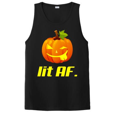 Lit AF Funny Halloween Jack O Lantern Pumpkin PosiCharge Competitor Tank