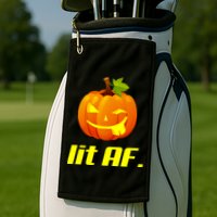Lit AF Funny Halloween Jack O Lantern Pumpkin Golf Towel