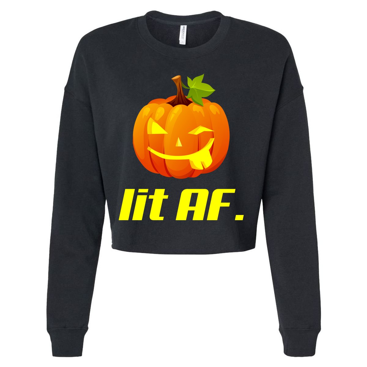 Lit AF Funny Halloween Jack O Lantern Pumpkin Cropped Pullover Crew