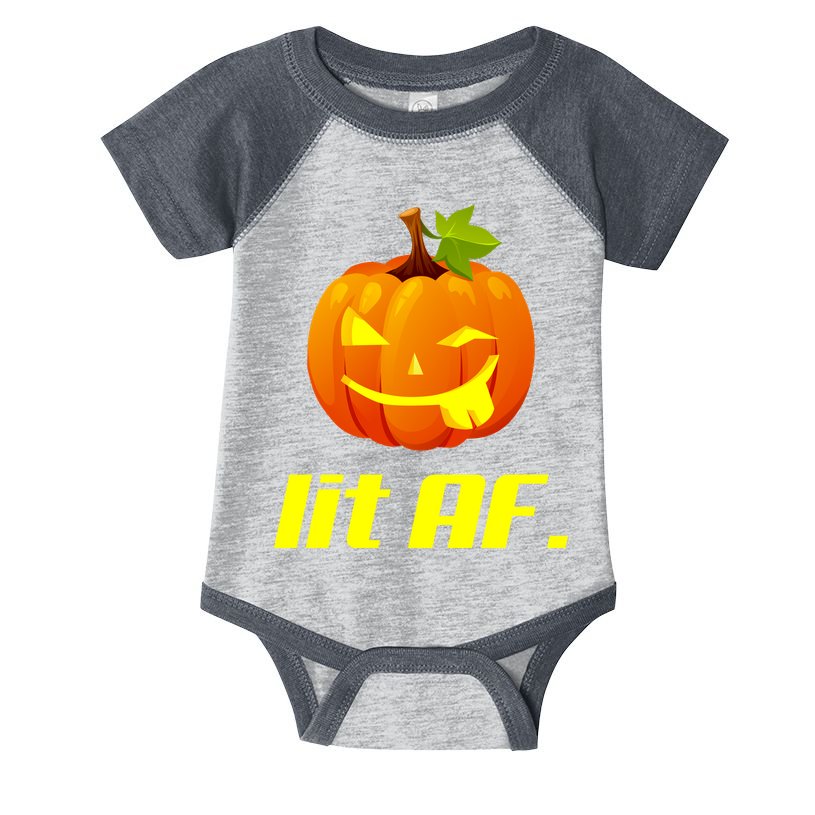 Lit AF Funny Halloween Jack O Lantern Pumpkin Infant Baby Jersey Bodysuit
