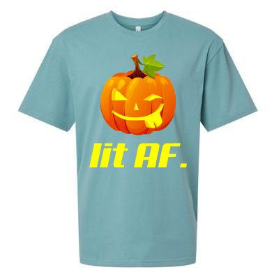 Lit AF Funny Halloween Jack O Lantern Pumpkin Sueded Cloud Jersey T-Shirt