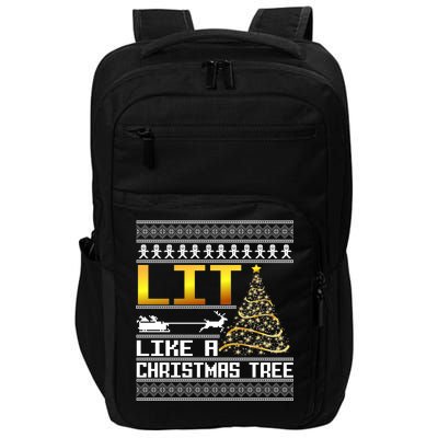 Lit Like a Christmas Tree Funny Ugly Christmas Impact Tech Backpack