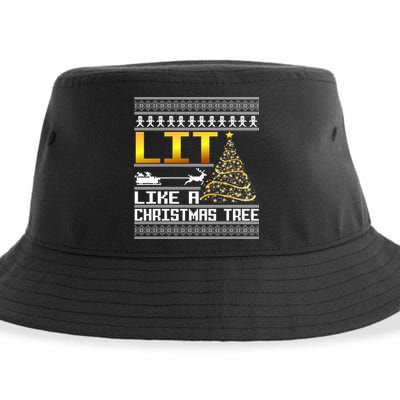 Lit Like a Christmas Tree Funny Ugly Christmas Sustainable Bucket Hat