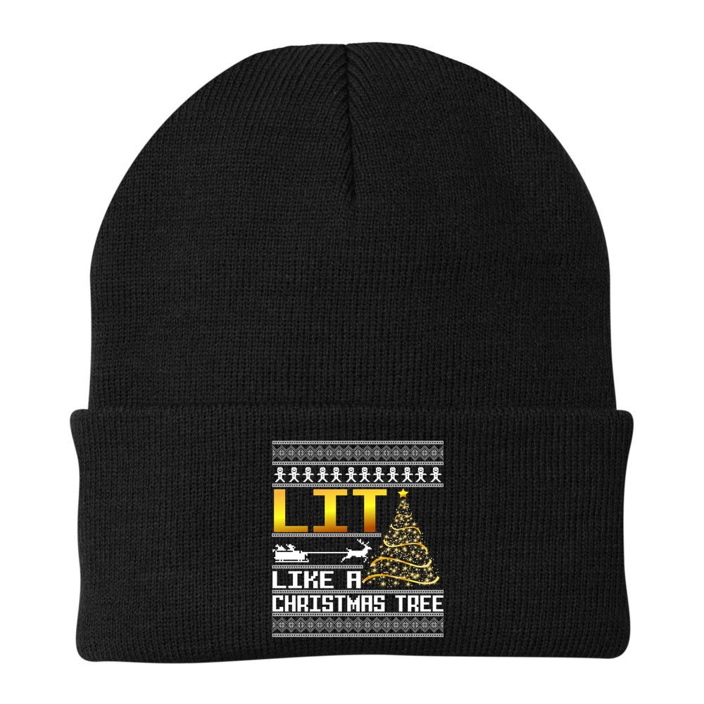 Lit Like a Christmas Tree Funny Ugly Christmas Beanie