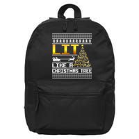 Lit Like a Christmas Tree Funny Ugly Christmas 16 in Basic Backpack