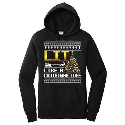 Lit Like a Christmas Tree Funny Ugly Christmas Women's Pullover Hoodie