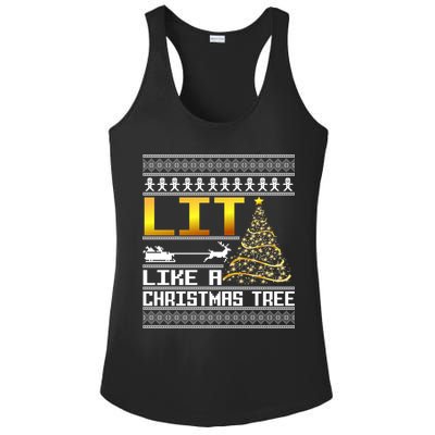 Lit Like a Christmas Tree Funny Ugly Christmas Ladies PosiCharge Competitor Racerback Tank